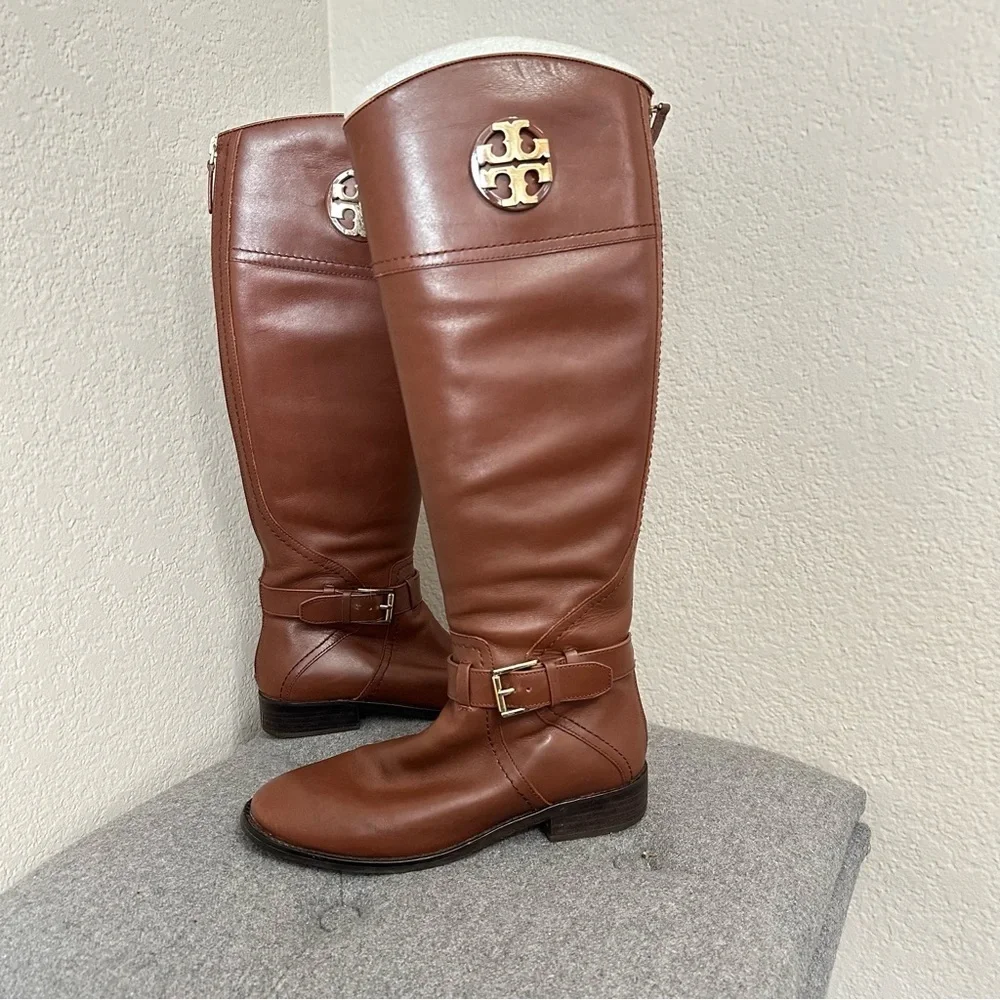 Tory Burch Adeline Riding Boots Color Almond Women's Size 6